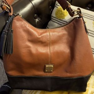 Dooney and Bourke leather shoulder bag in brown and black